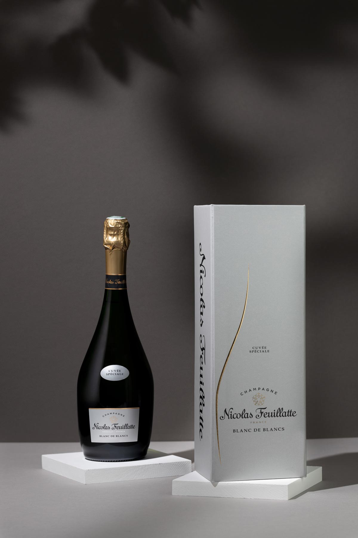 Étui cuvée Spéciale Blanc de Blancs Champagne NIcolas Feuillatte boutique Amazon | Réalisation Agence Discovery - Reims & Paris