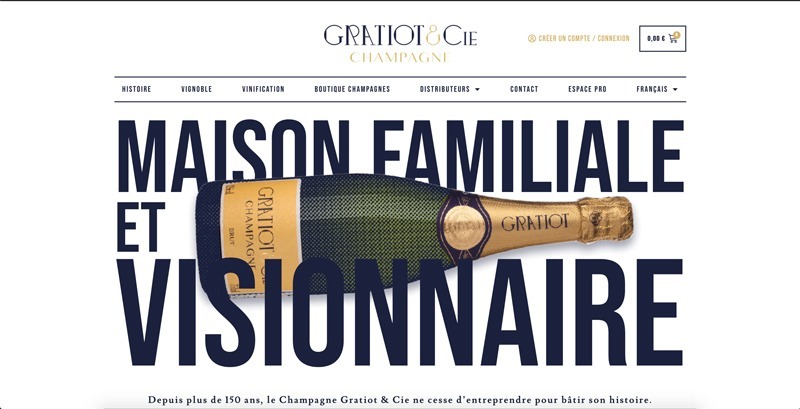 Site e-commerce du Champagne Gratiot & Cie par l'Agence Discovery